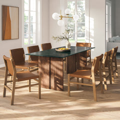 Amistad Walnut/Green 86 Inch Marble Dining Table - Ornate Home