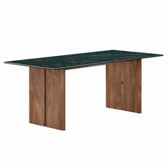 Amistad Walnut/Green 86 Inch Marble Dining Table - Ornate Home