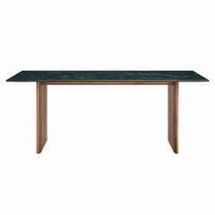 Amistad Walnut/Green 86 Inch Marble Dining Table - Ornate Home