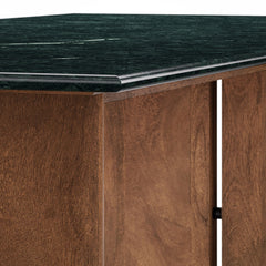 Amistad Walnut/Green 86 Inch Marble Dining Table - Ornate Home