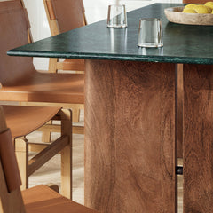 Amistad Walnut/Green 86 Inch Marble Dining Table - Ornate Home