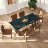Amistad Walnut/Green 86 Inch Marble Dining Table - Ornate Home