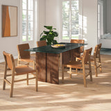 Amistad Walnut/Green 86 Inch Marble Dining Table - Ornate Home