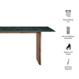 Amistad Walnut/Green 86 Inch Marble Dining Table - Ornate Home