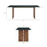 Amistad Walnut/Green 86 Inch Marble Dining Table - Ornate Home