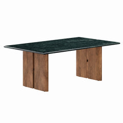 Amistad Walnut/Green Marble Coffee Table - Ornate Home