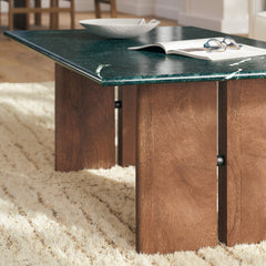 Amistad Walnut/Green Marble Coffee Table - Ornate Home