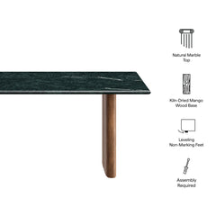 Amistad Walnut/Green Marble Coffee Table - Ornate Home