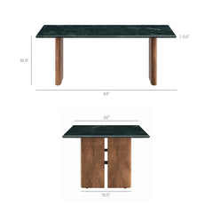Amistad Walnut/Green Marble Coffee Table - Ornate Home