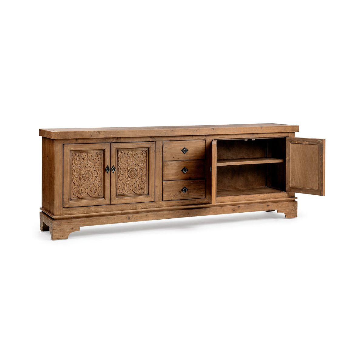Amita Brown 3-Drawer 4-Door Cabinet