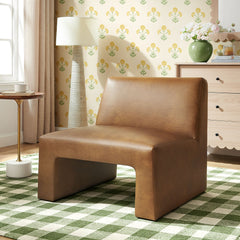 Amita Canyon Vegan Leather Armless Accent Chair - Ornate Home