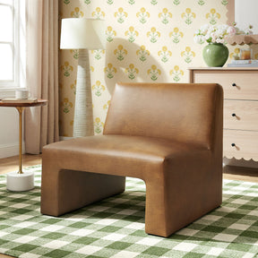 Amita Canyon Vegan Leather Armless Accent Chair - Ornate Home