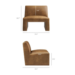 Amita Canyon Vegan Leather Armless Accent Chair - Ornate Home