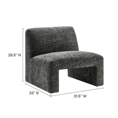 Amita Carbon Black Chenille Upholstered Accent Chair - Ornate Home