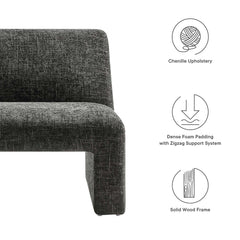Amita Carbon Black Chenille Upholstered Accent Chair - Ornate Home