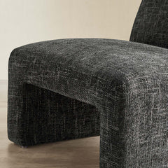 Amita Carbon Black Chenille Upholstered Accent Chair - Ornate Home