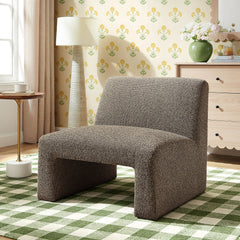 Amita Earth Lattice Boucle Upholstered Armless Accent Chair - Ornate Home
