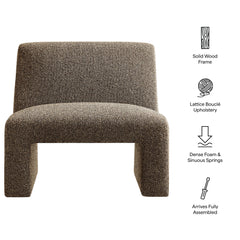 Amita Earth Lattice Boucle Upholstered Armless Accent Chair - Ornate Home