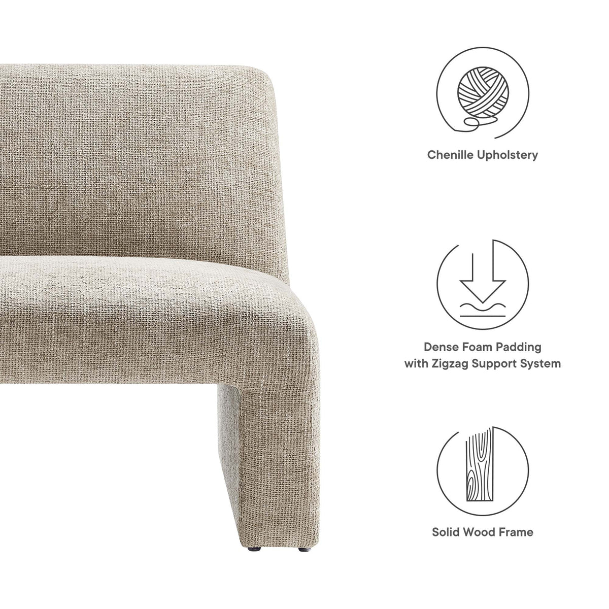 Amita Khaki Chenille Upholstered Accent Chair - Ornate Home