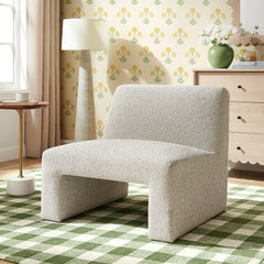 Amita Marble Lattice Boucle Upholstered Armless Accent Chair - Ornate Home