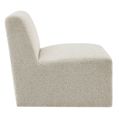 Amita Marble Lattice Boucle Upholstered Armless Accent Chair - Ornate Home