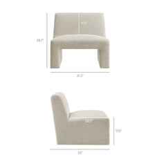 Amita Marble Lattice Boucle Upholstered Armless Accent Chair - Ornate Home