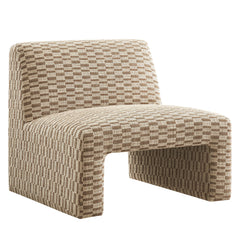 Amita Mineral Checked Woven Fabric Armless Accent Chair - Ornate Home