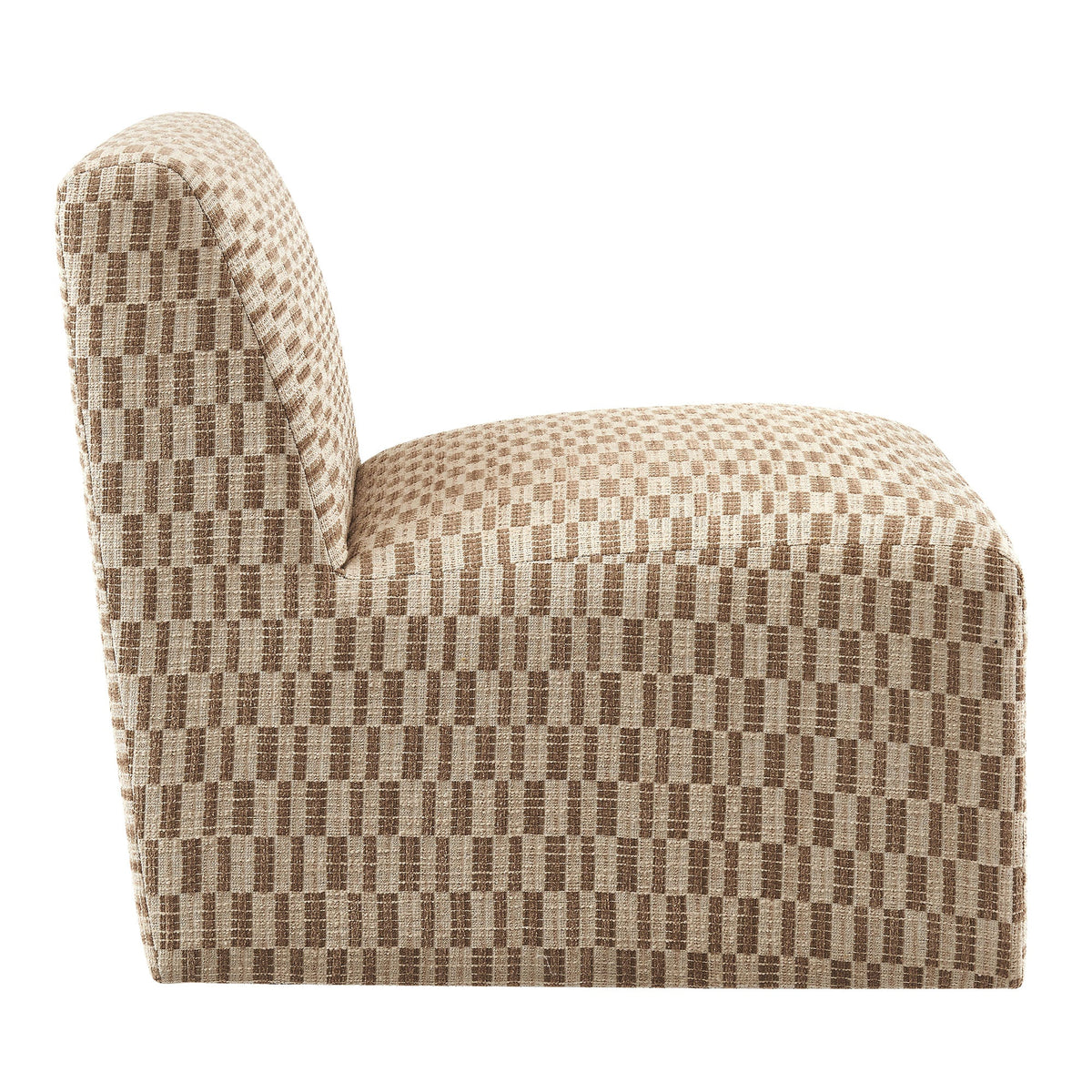 Amita Mineral Checked Woven Fabric Armless Accent Chair - Ornate Home