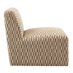 Amita Mineral Checked Woven Fabric Armless Accent Chair - Ornate Home