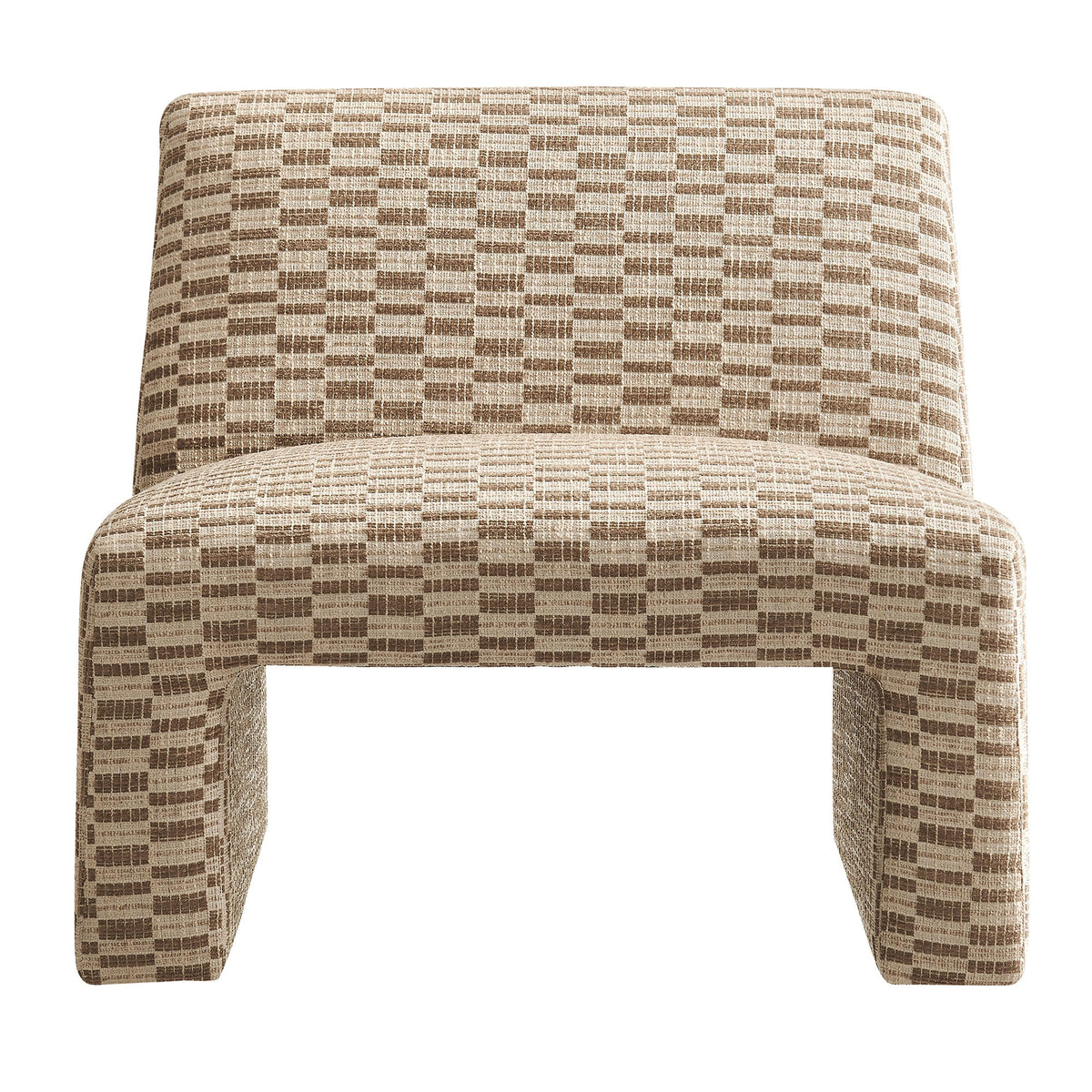 Amita Mineral Checked Woven Fabric Armless Accent Chair - Ornate Home