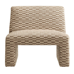 Amita Mineral Checked Woven Fabric Armless Accent Chair - Ornate Home