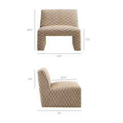 Amita Mineral Checked Woven Fabric Armless Accent Chair - Ornate Home