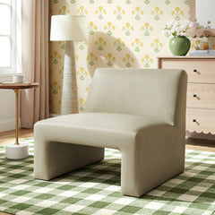 Amita Mineral Vegan Leather Armless Accent Chair - Ornate Home
