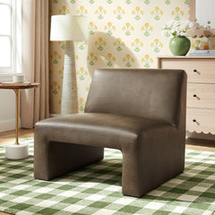 Amita Mushroom Vegan Leather Armless Accent Chair - Ornate Home