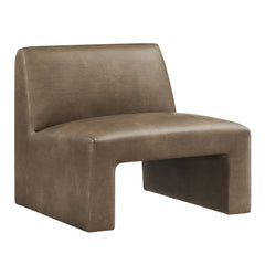 Amita Mushroom Vegan Leather Armless Accent Chair - Ornate Home