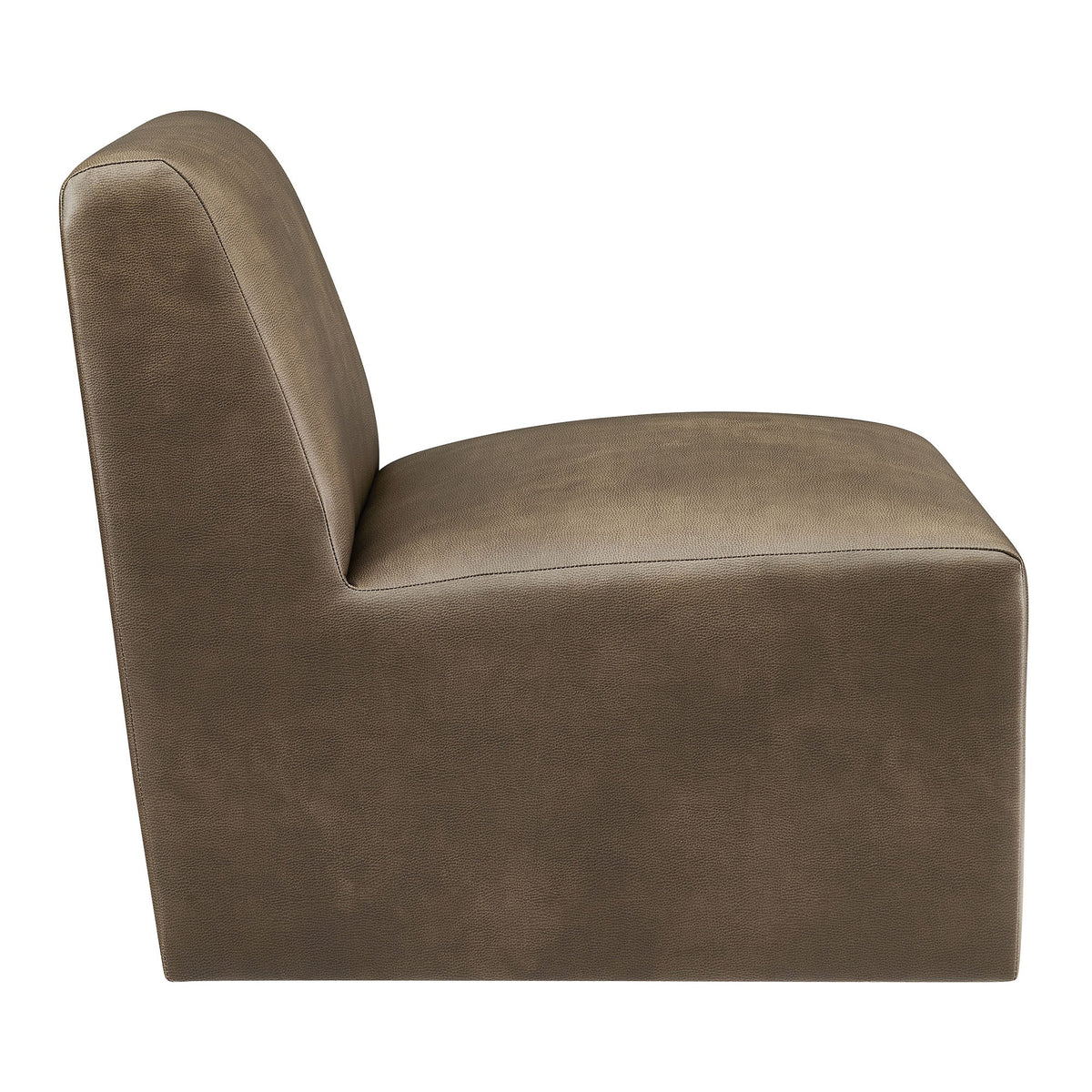 Amita Mushroom Vegan Leather Armless Accent Chair - Ornate Home