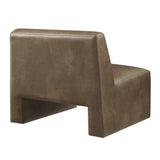 Amita Mushroom Vegan Leather Armless Accent Chair - Ornate Home