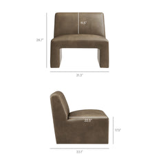 Amita Mushroom Vegan Leather Armless Accent Chair - Ornate Home