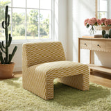 Amita Sunrise Checked Woven Fabric Armless Accent Chair - Ornate Home