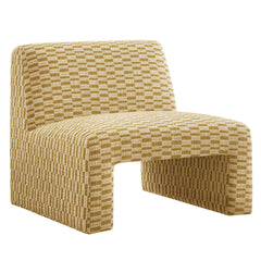Amita Sunrise Checked Woven Fabric Armless Accent Chair - Ornate Home