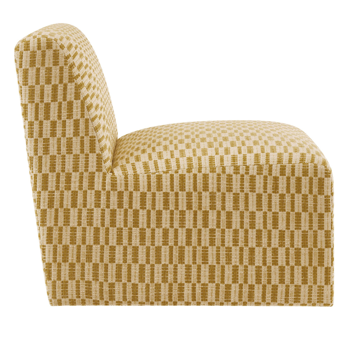 Amita Sunrise Checked Woven Fabric Armless Accent Chair - Ornate Home