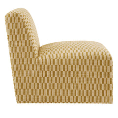 Amita Sunrise Checked Woven Fabric Armless Accent Chair - Ornate Home