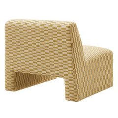 Amita Sunrise Checked Woven Fabric Armless Accent Chair - Ornate Home