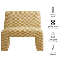 Amita Sunrise Checked Woven Fabric Armless Accent Chair - Ornate Home