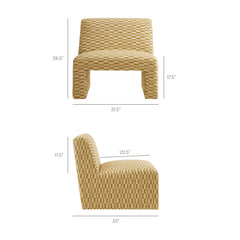 Amita Sunrise Checked Woven Fabric Armless Accent Chair - Ornate Home