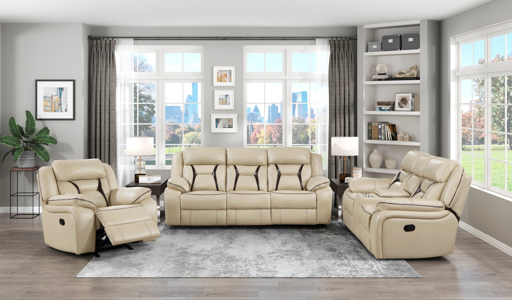 Amite Beige Double Reclining Loveseat - Ornate Home
