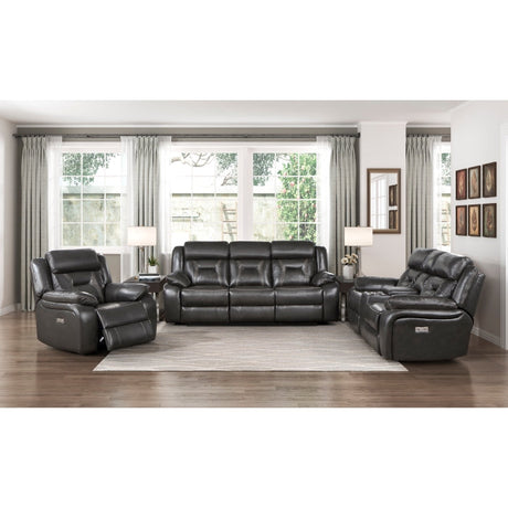 Amite Dark Gray Power Double Reclining Loveseat - Ornate Home