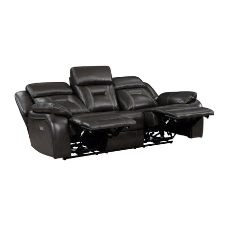 Amite Dark Gray Power Double Reclining Sofa - Ornate Home