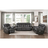 Amite Dark Gray Power Double Reclining Sofa - Ornate Home