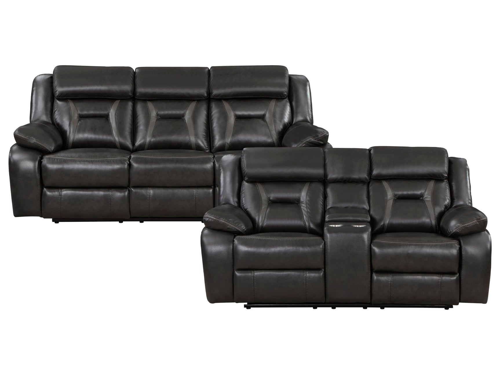 Amite Dark Gray Power Reclining Sofa and Loveseat - Ornate Home